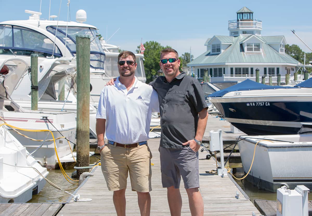 The Pack brothers at the marina
